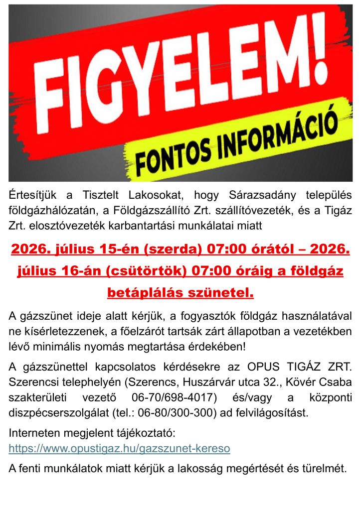 Földgáz szünetelés